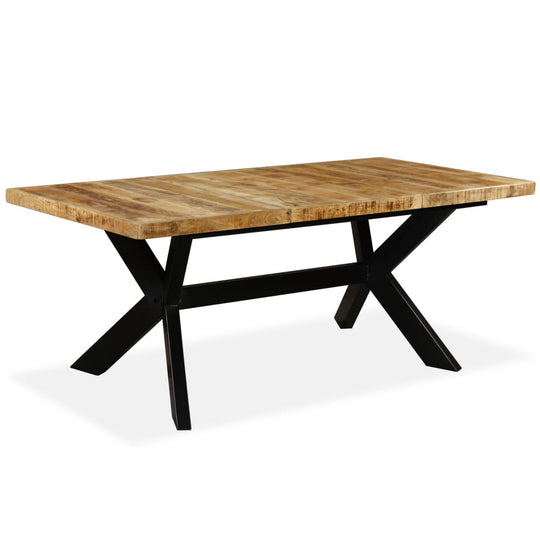 Dining Table Solid Mango Wood and Steel Cross 180 cm , Furniture -> Tables -> Kitchen & Dining Room Tables , Furniture -,Kitchen & Dining Room Tables,new-305021,Tables -