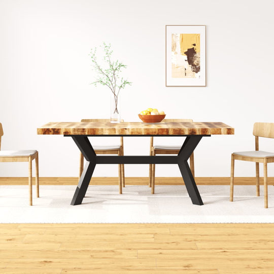 Dining Table Solid Mango Wood and Steel Cross 180 cm , Furniture -> Tables -> Kitchen & Dining Room Tables , Furniture -,Kitchen & Dining Room Tables,new-305021,Tables -