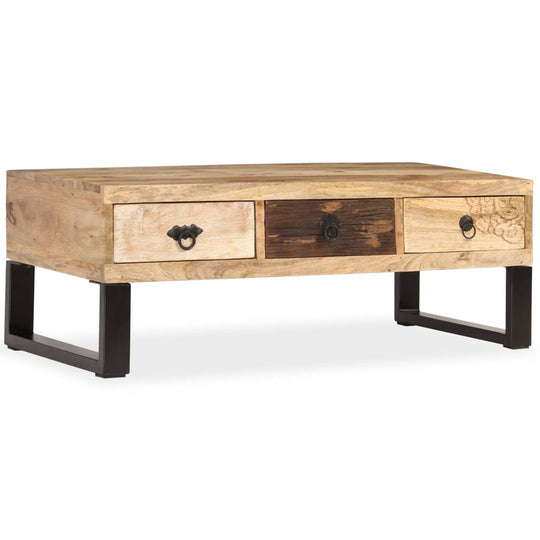 Coffee Table with 3 Drawers Solid Mango Wood 90x50x35 cm