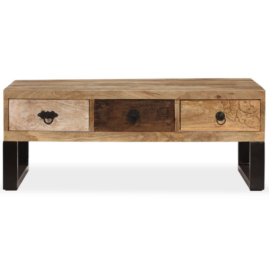 Coffee Table with 3 Drawers Solid Mango Wood 90x50x35 cm