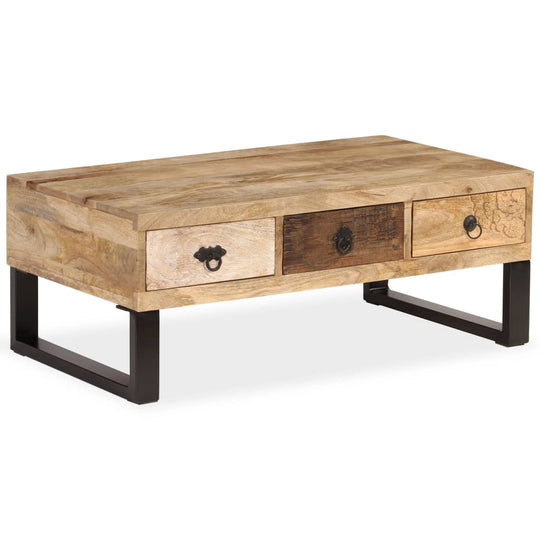 Coffee Table with 3 Drawers Solid Mango Wood 90x50x35 cm