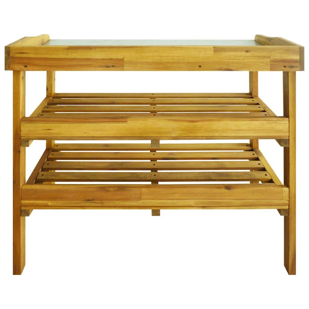 Potting Bench with 2 Shelves Solid Acacia Wood and Zinc featuring a rustic design and weather-resistant finish.