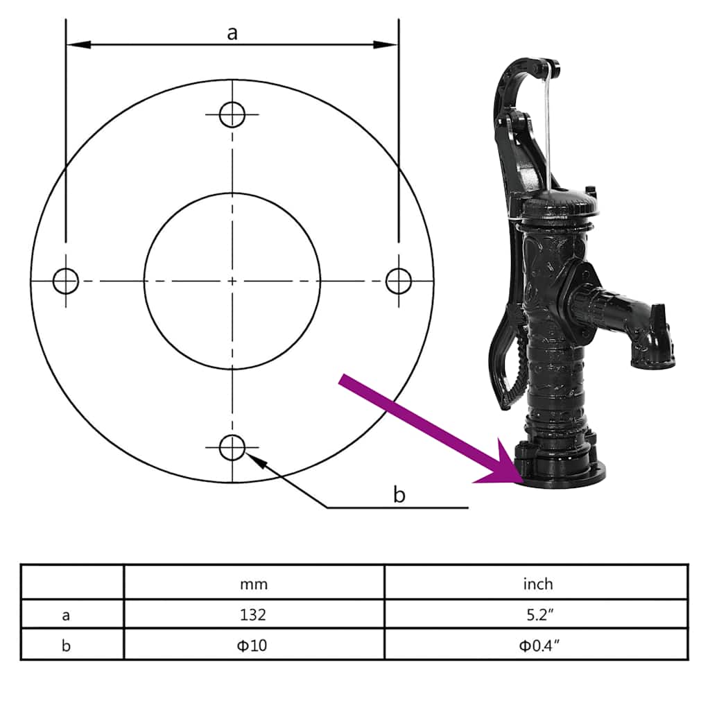 VidaXL Garden Hand Water Pump Cast Iron