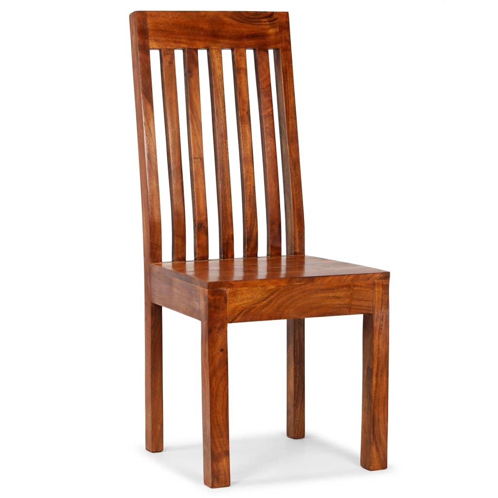 Solid wood dining chair with honey finish, perfect for outdoor and patio furniture settings.