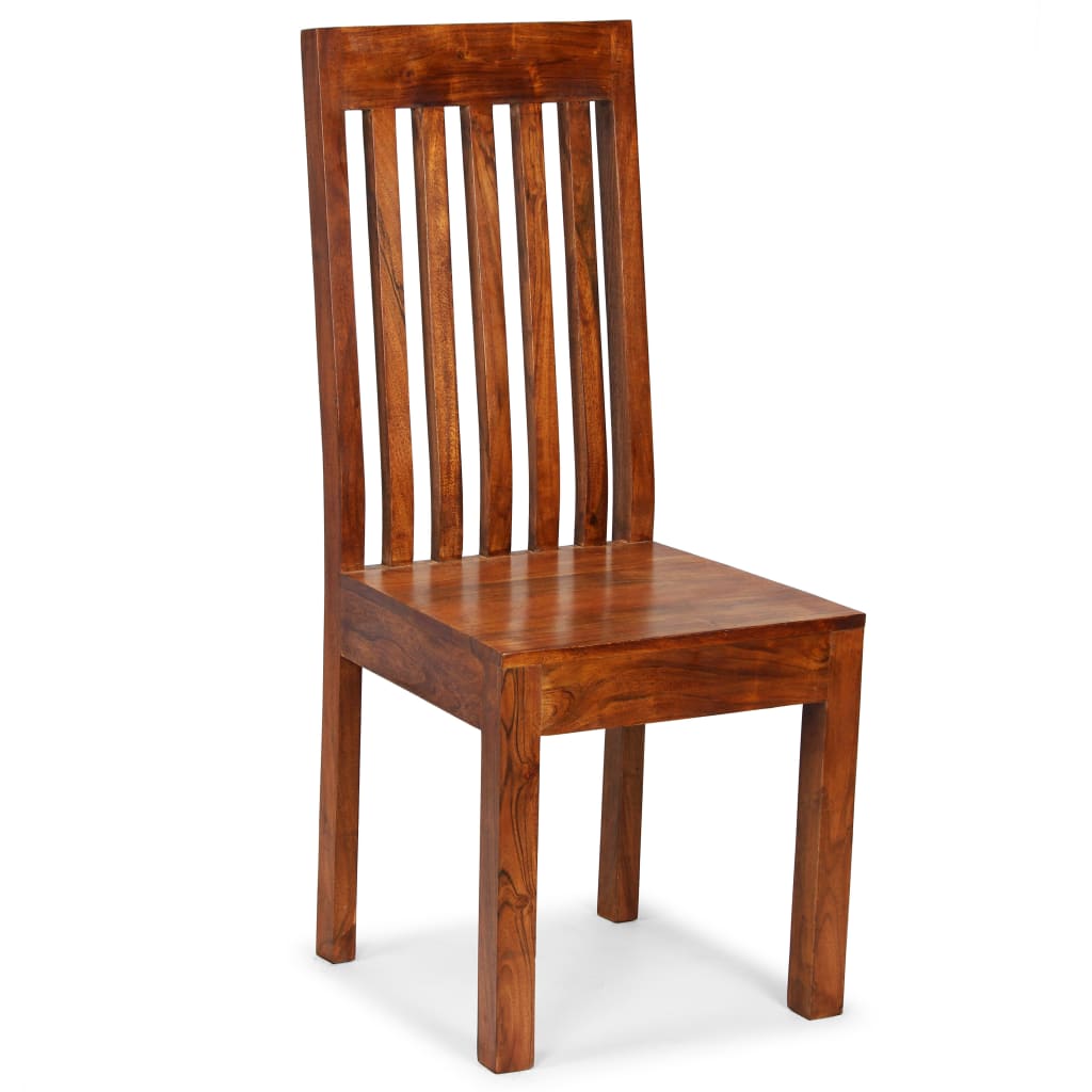 Solid wood dining chair with honey finish, perfect for outdoor and patio furniture settings.