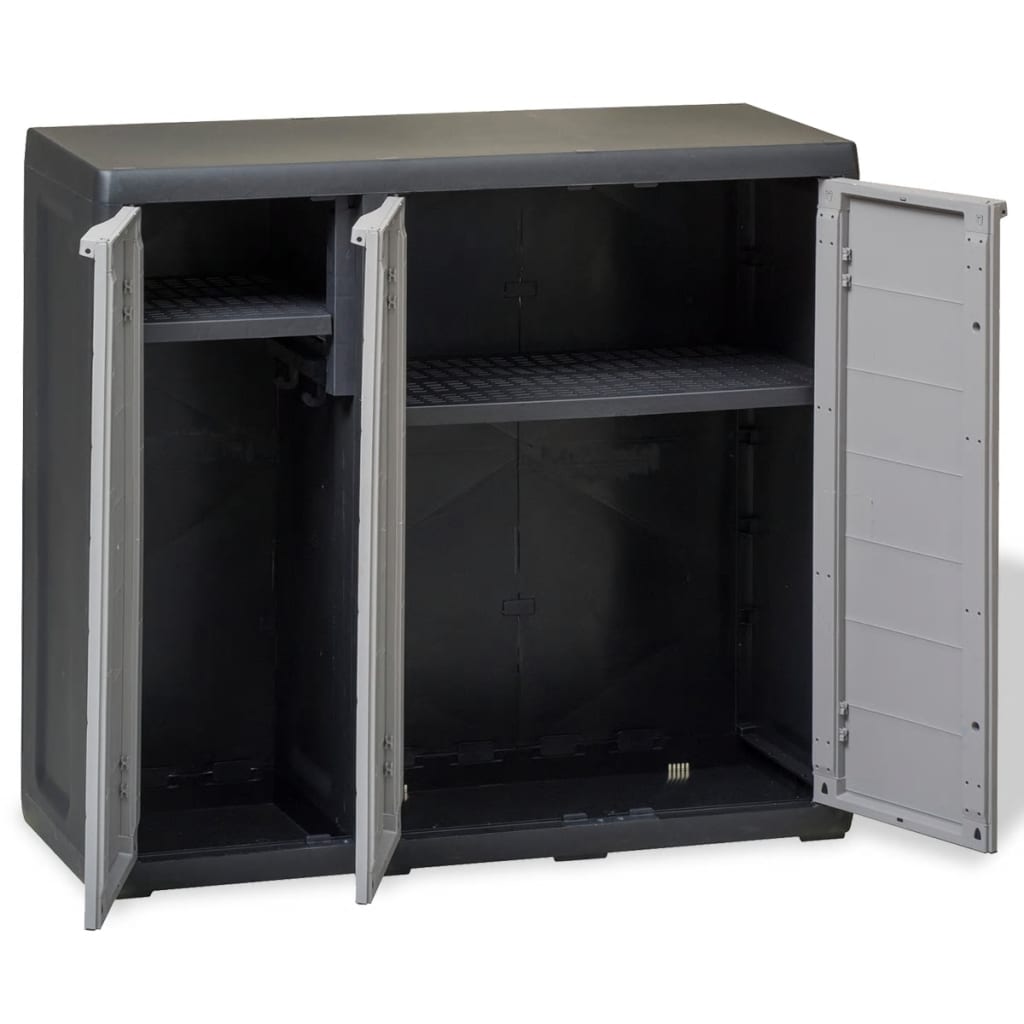 Garden Storage Cabinet with 2 Shelves Black and Grey