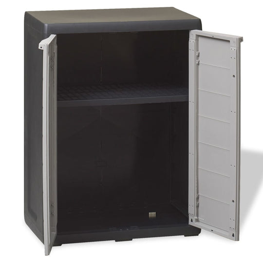 Garden Storage Cabinet with 1 Shelf Black and Grey