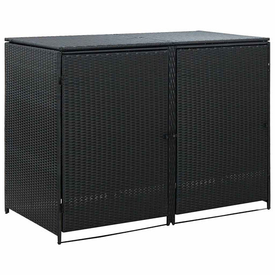 Double Wheelie Bin Shed Poly Rattan  148x80x111 cm