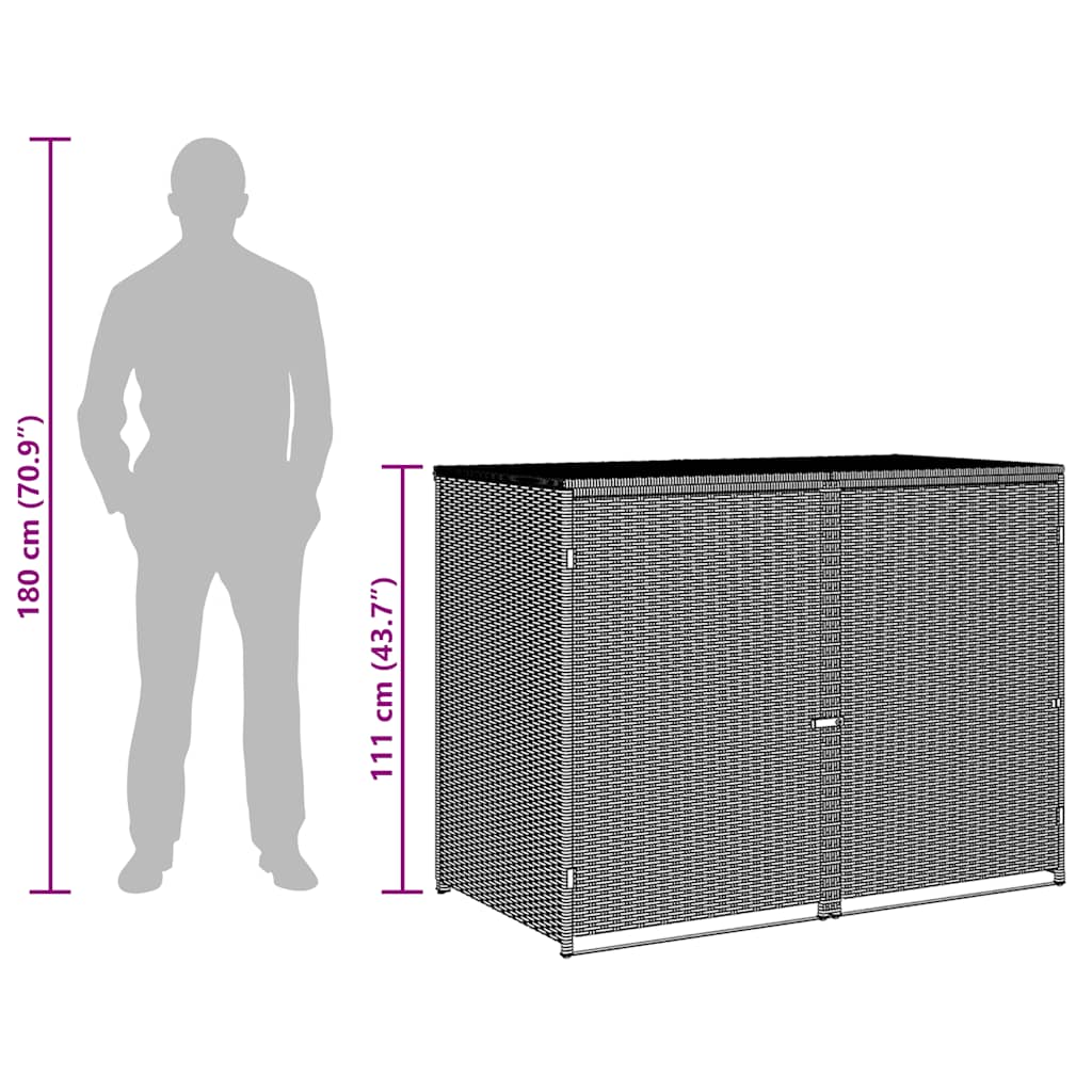 Double Wheelie Bin Shed Poly Rattan  148x80x111 cm