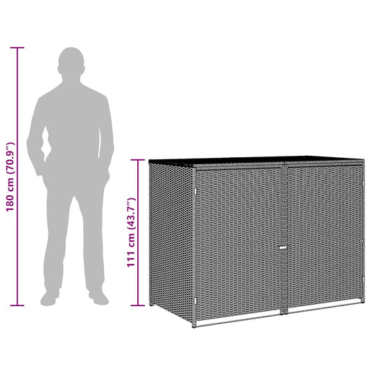 Double Wheelie Bin Shed Poly Rattan  148x80x111 cm