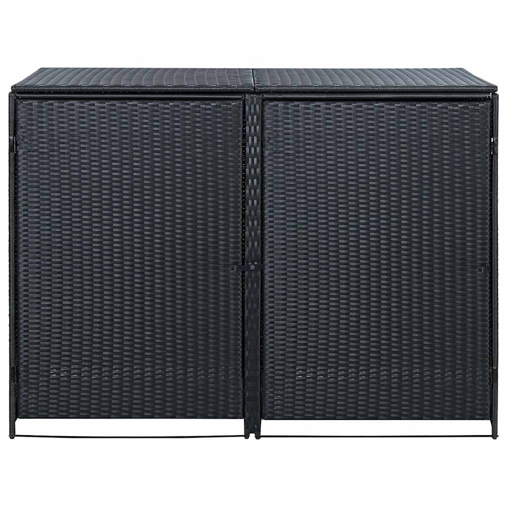 Double Wheelie Bin Shed Poly Rattan  148x80x111 cm