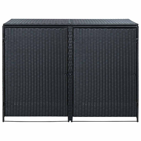 Double Wheelie Bin Shed Poly Rattan  148x80x111 cm