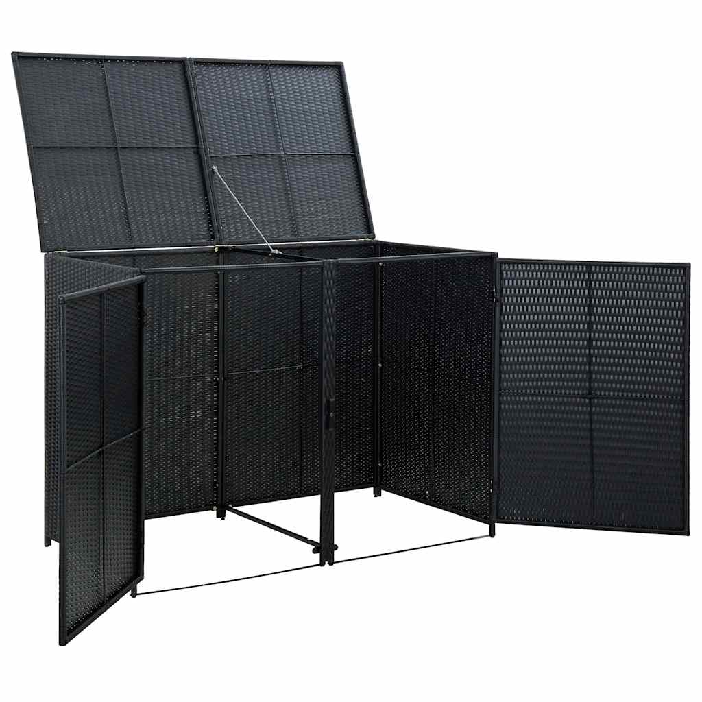 Double Wheelie Bin Shed Poly Rattan  148x80x111 cm