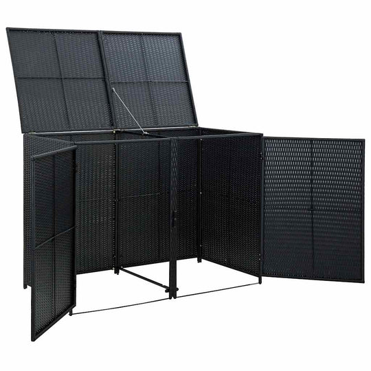 Double Wheelie Bin Shed Poly Rattan  148x80x111 cm
