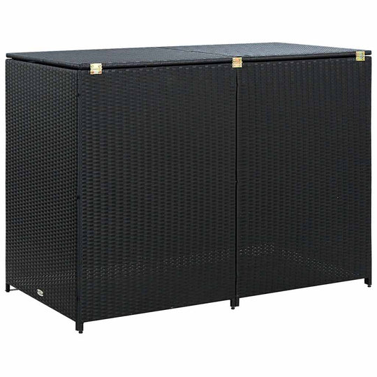 Double Wheelie Bin Shed Poly Rattan  148x80x111 cm