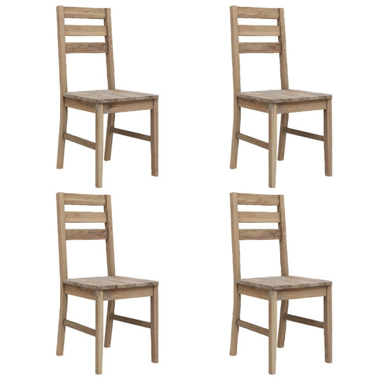 Dining Chairs 4 pcs Solid Acacia Wood, elegant brown kitchen or dining room seating, made from sturdy, easy-to-clean brushed wood.