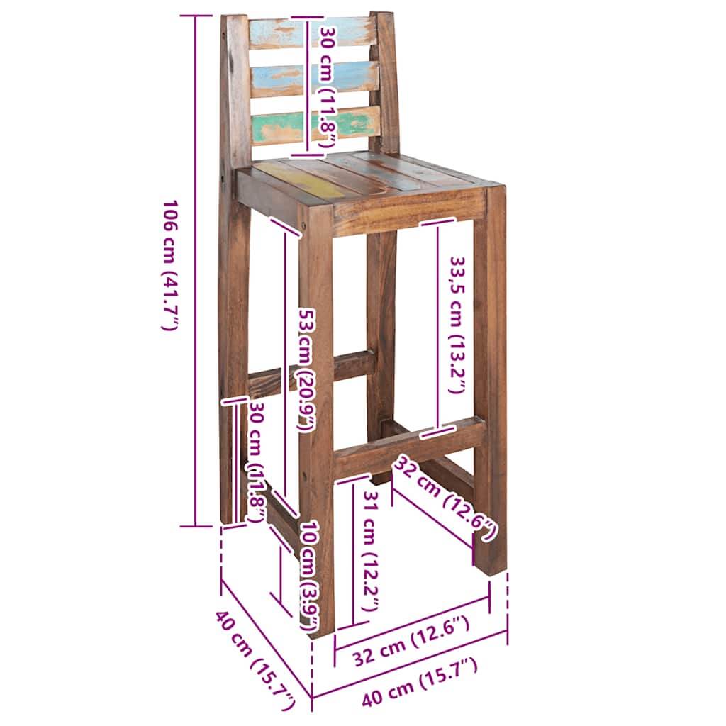 VidaXL  Bar Stools 2 pcs Solid Reclaimed Wood Stylish Design