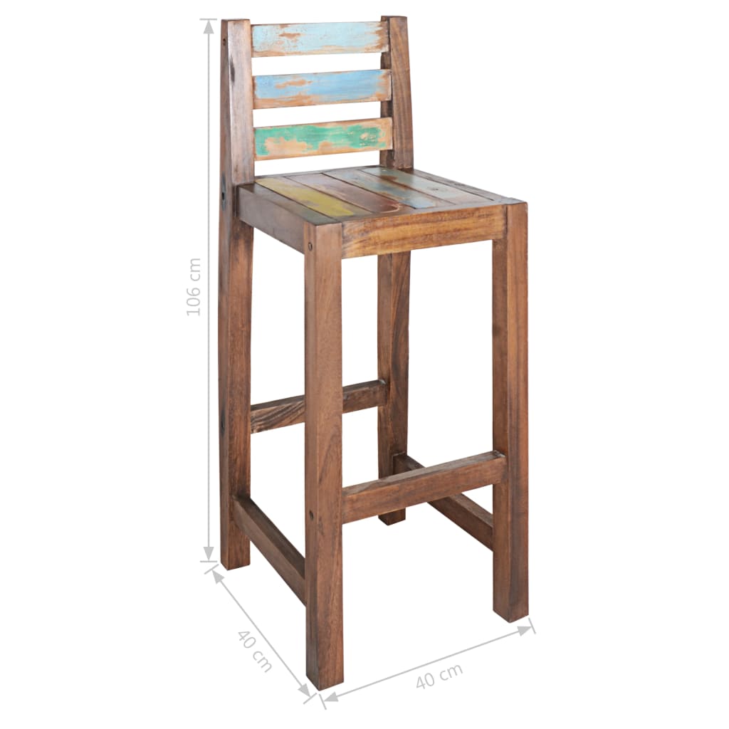 Vintage-style reclaimed wood bar stool, perfect for outdoor living spaces and garden furniture sets.