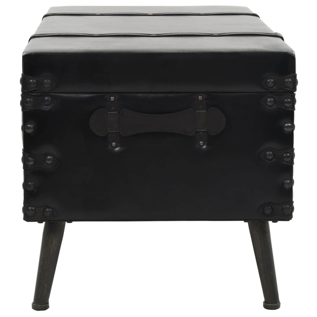Coffee Table MDF and Steel 102x51x48 cm featuring a vintage trunk design with padded leather and steel legs.