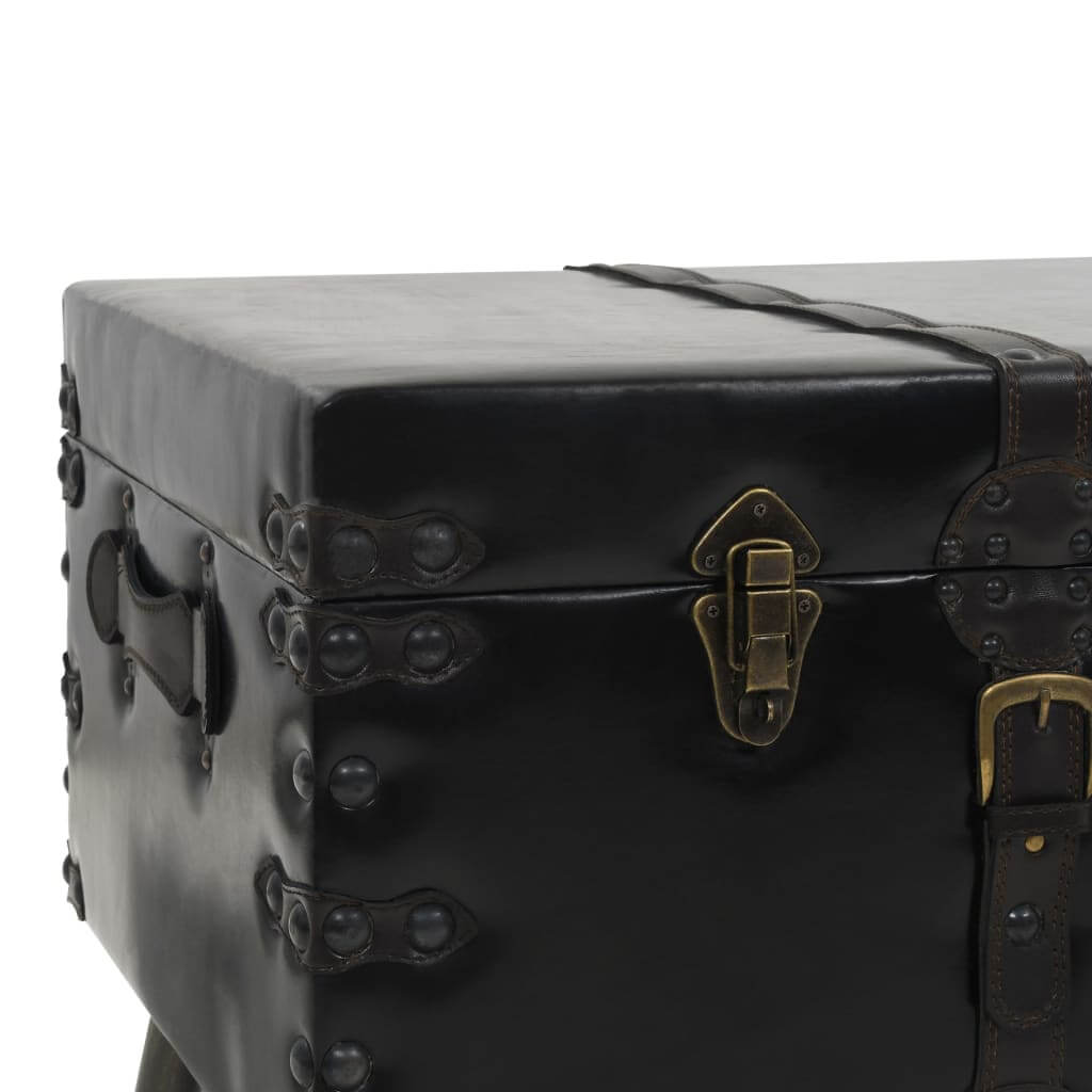 Coffee Table MDF and Steel 102x51x48 cm vintage trunk design with padded artificial leather and metal details