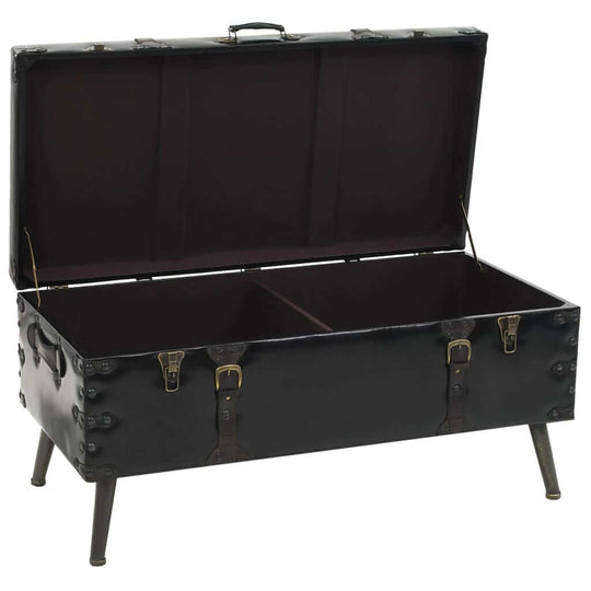 Coffee Table MDF and Steel 102x51x48 cm with vintage trunk design and storage compartment, ideal for home decor.