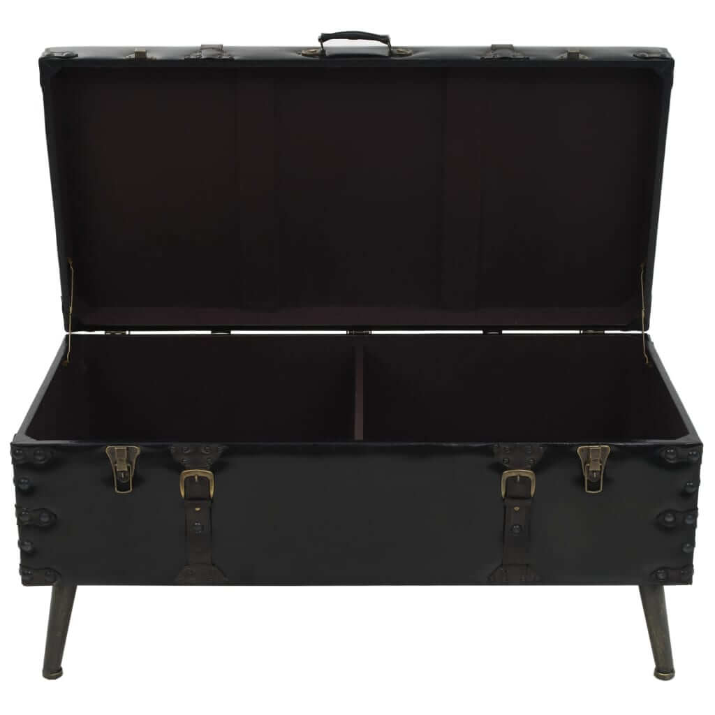 Coffee Table MDF and Steel 102x51x48 cm with an open trunk design showcasing ample storage space.