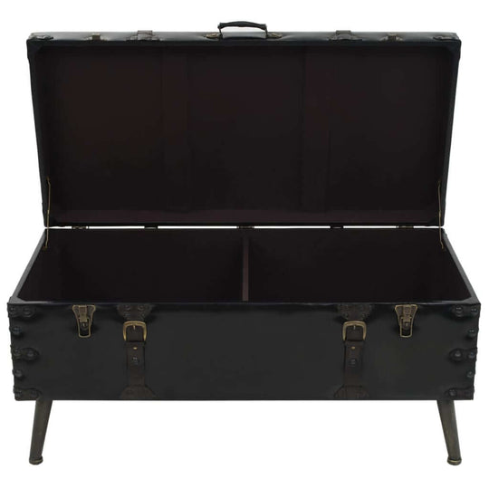 Coffee Table MDF and Steel 102x51x48 cm with an open trunk design showcasing ample storage space.