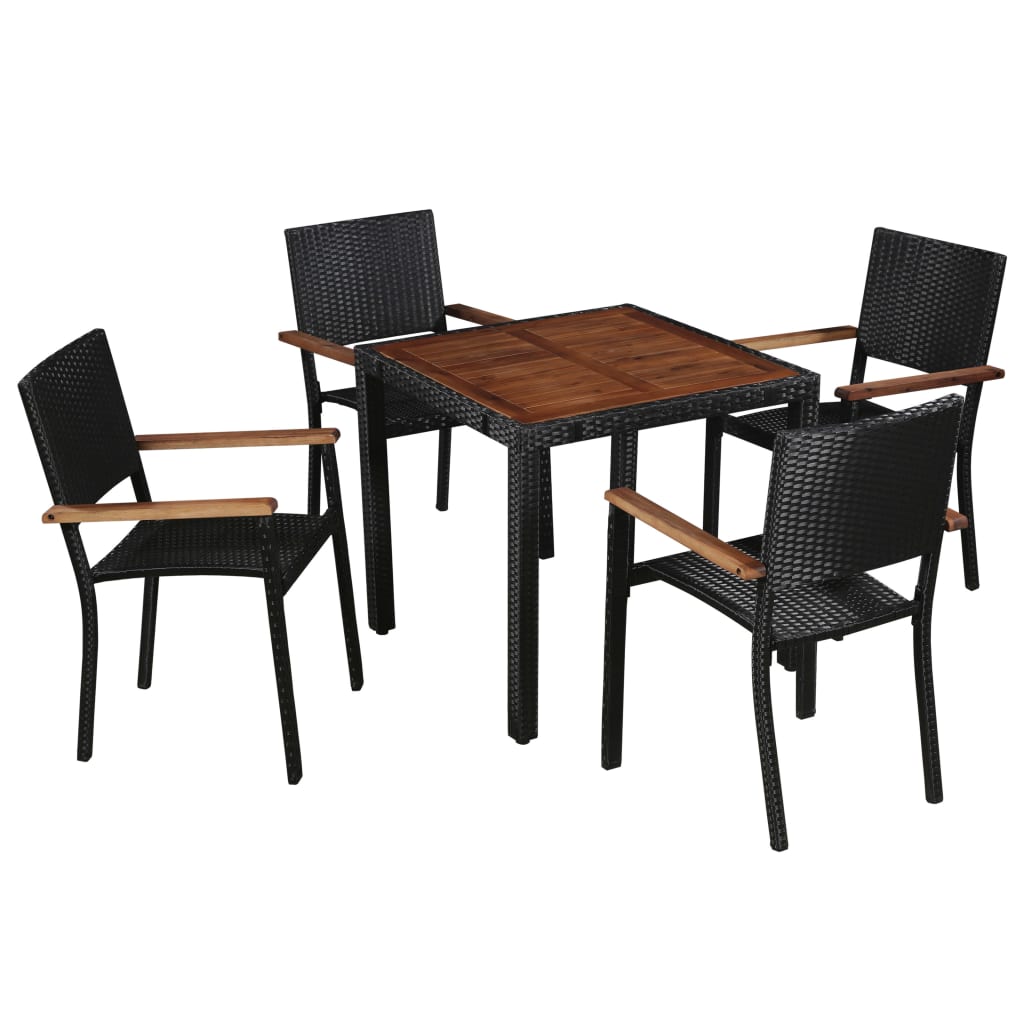 5 Piece Outdoor Dining Set Poly Rattan and Acacia Wood , Furniture -> Outdoor Furniture -> Outdoor Furniture Sets , Durable,eligant,Furniture -,Home & Garden -,Modern Design,new-305021,Outdoor Furniture -,Outdoor Furniture Sets