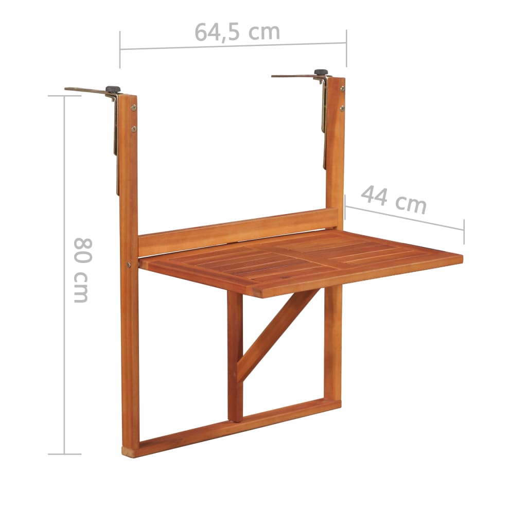 Hanging Balcony Table 64.5x44x80 cm Solid Acacia Wood , Furniture -> Outdoor Furniture -> Outdoor Tables