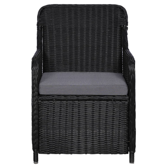 Outdoor Chairs with Cushions 2 pcs Poly Rattan