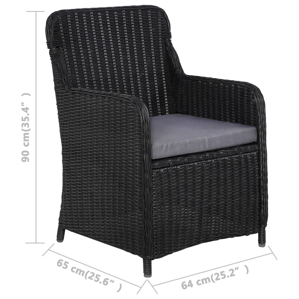 Outdoor Chairs with Cushions 2 pcs Poly Rattan