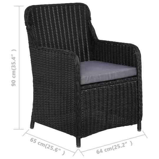Outdoor Chairs with Cushions 2 pcs Poly Rattan