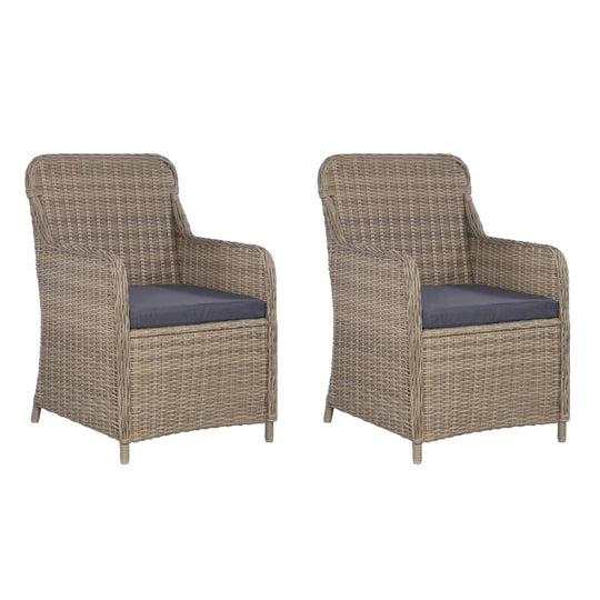 Outdoor Chairs with Cushions 2 pcs Poly Rattan