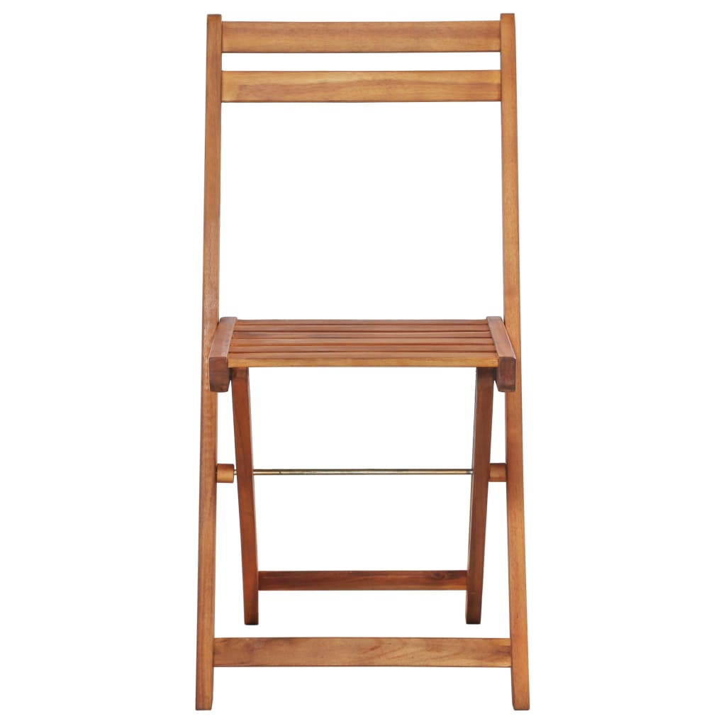 Outdoor bistro chair made of solid acacia wood, foldable for easy storage, perfect for outdoor furniture arrangements.