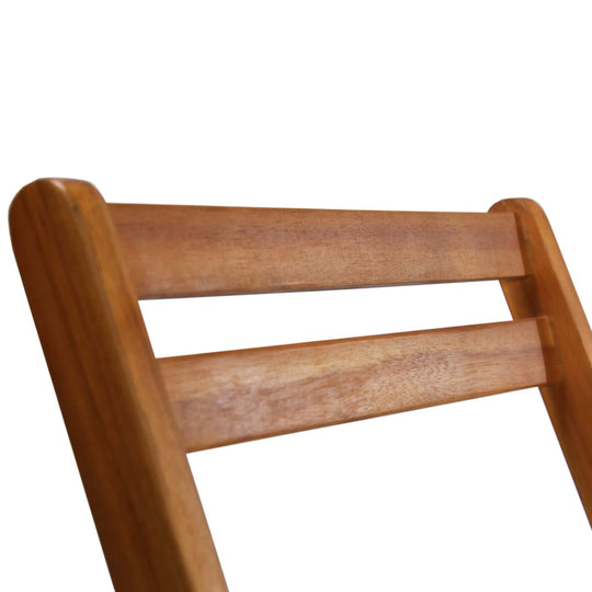 Close-up of the solid acacia wood backrest of an outdoor bistro chair, highlighting durability and design quality.