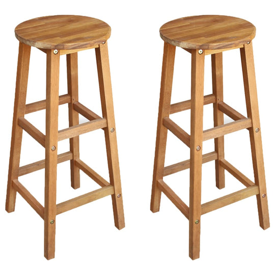 Set of 2 solid acacia wood bar chairs, perfect for kitchen or outdoor use, enhancing your مفروشات and أثاث decor.