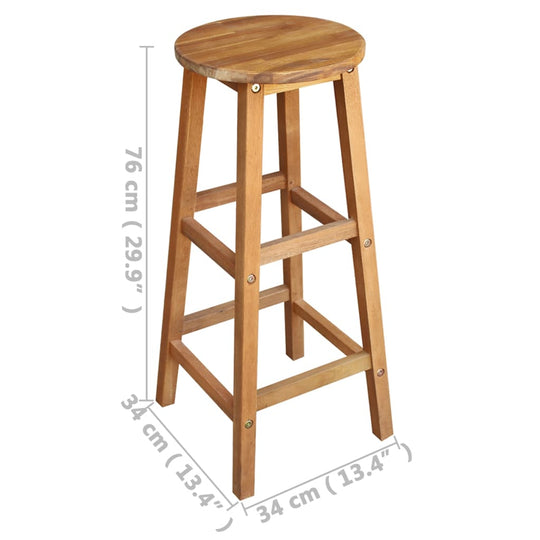 Bar chair made of solid acacia wood, measuring 76 cm high, ideal for outdoor use and easy to assemble for home decor.