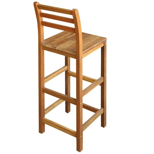 Bar Chairs 2 pcs Solid Acacia Wood - wooden bar chair with backrest and footrest, perfect for kitchen or dining decor.