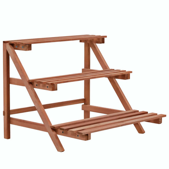 3-tier cedar wood plant stand for displaying plants and decor, perfect for outdoor furniture and home decor, easy to assemble.