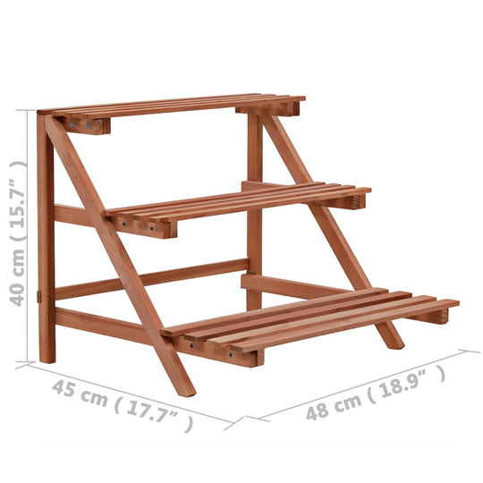 3-tier cedar wood plant stand dimensions 48x45x40 cm, perfect for displaying plants and decorative items. Outdoor furniture.