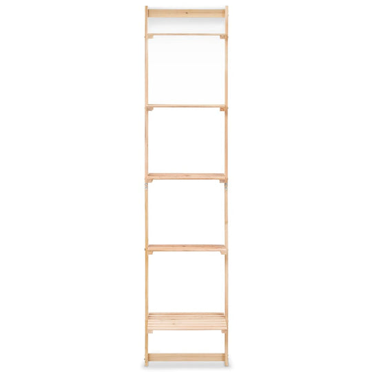 Ladder Wall Shelf Cedar Wood 41.5x30x176 cm, featuring five spacious shelves for plants and decor, made of durable cedar wood.