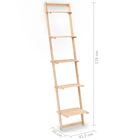 Ladder Wall Shelf Cedar Wood 41.5x30x176 cm showcasing five shelves made of solid cedar wood, ideal for plants and decor.