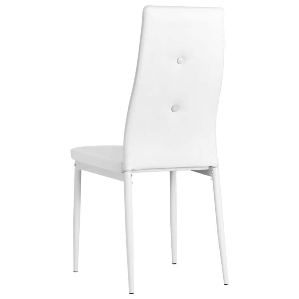 White faux leather dining chair with ergonomic backrest and crystal accents, ideal for outdoor and patio furniture settings.