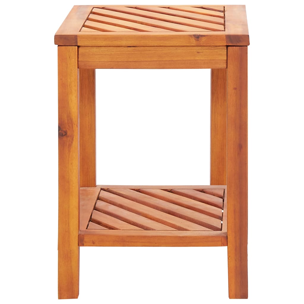 Solid acacia wood side table with diagonal pattern, perfect for outdoor furniture or as a nightstand, 45x33x45 cm.