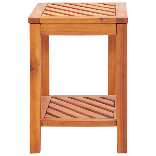 Solid acacia wood side table with diagonal pattern, perfect for outdoor furniture or as a nightstand, 45x33x45 cm.