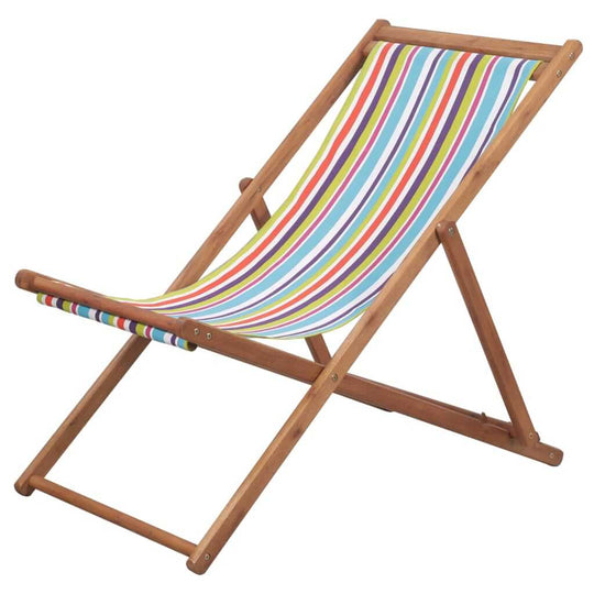 Folding Beach Chair Fabric and Wooden Frame