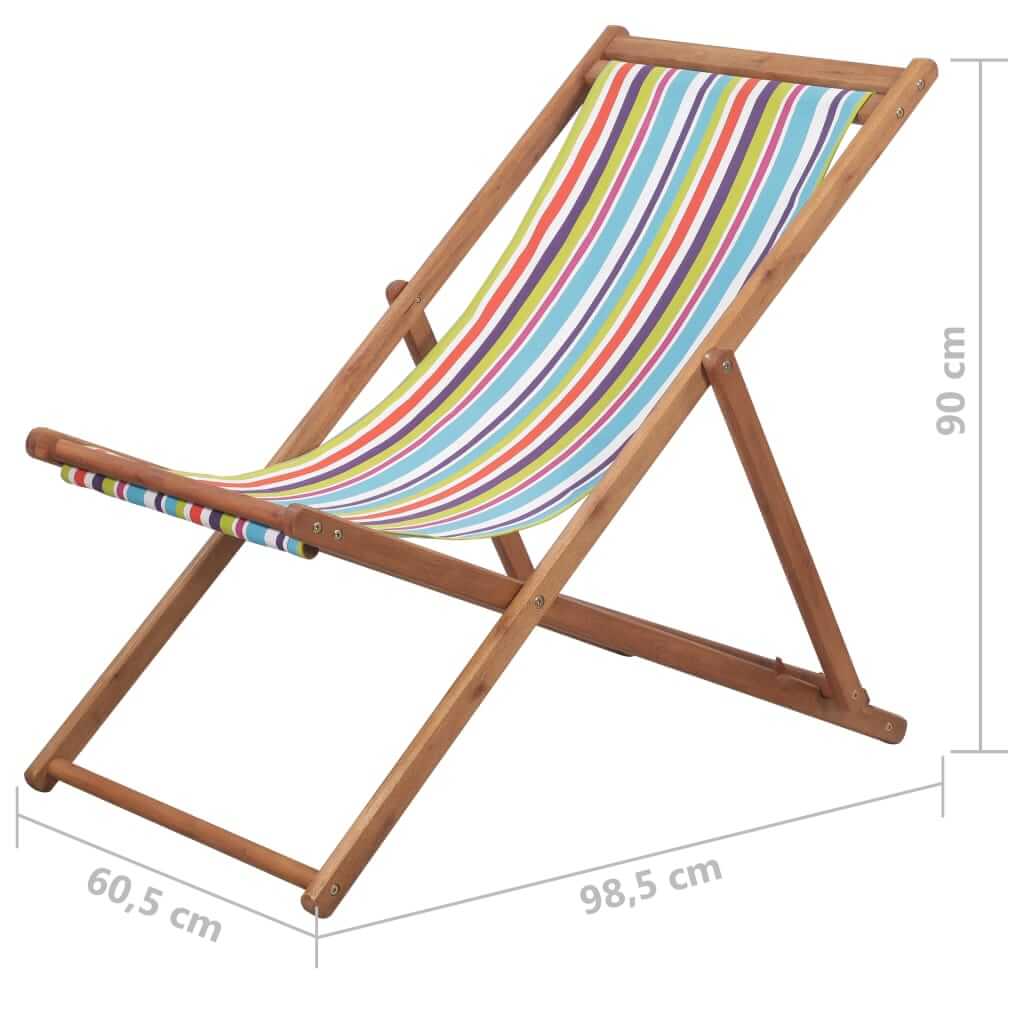 Folding Beach Chair Fabric and Wooden Frame