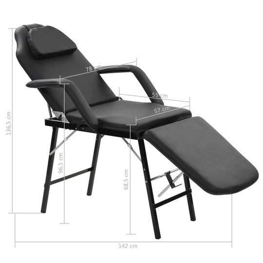 Portable Facial Treatment Chair Faux Leather 185x78x76 cm