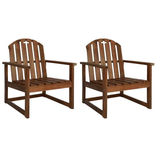 Set of 2 solid acacia wood garden sofa chairs with armrests for outdoor living space, weather resistant and durable.