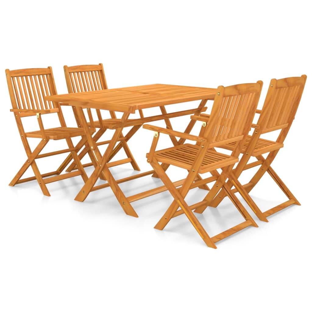 5 Piece Folding Outdoor Dining Set Solid Acacia Wood , Furniture -> Outdoor Furniture -> Outdoor Furniture Sets